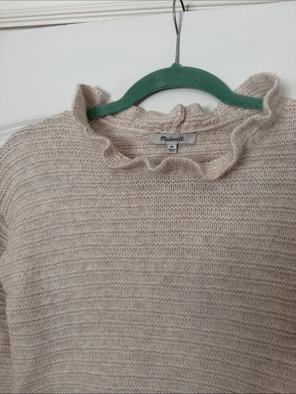 Madewell Cream Ruffle-Trim Ribbed Sweater - Picture 2 of 3